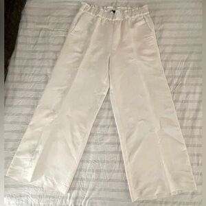 Ann Taylor White Wide-leg Linen Pants